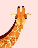 mignonne portrait de une girafe et rétro texture. vecteur