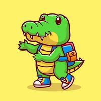 mignonne crocodile retour à école dessin animé vecteur