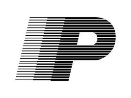 p alphabet logo ligne la vitesse abstrait optique illusion Bande demi-teinte symbole icône illustration vecteur