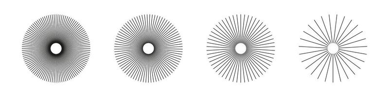 Soleil étoile des rayons, éclatement. radial cercle radiation lignes. circulaires lignes poutres. rayons avec rayonnant rayures grille. graphique. abstrait illusion géométrique modèle. vecteur