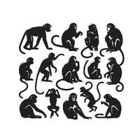 singe silhouette Vide et blanche. singe logo, singe illustration vecteur