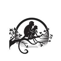 singe silhouette Vide et blanche. singe logo, singe illustration vecteur