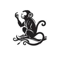 singe silhouette Vide et blanche. singe logo, singe illustration vecteur