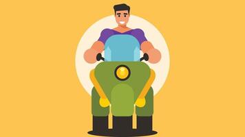 homme conduite une moto isolé illustration vecteur