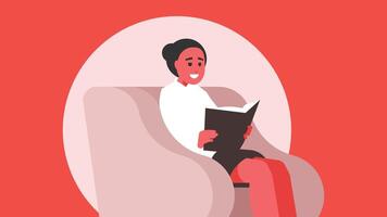 femme en train de lire livre dans une relaxant environnement illustration vecteur