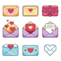 collection de enveloppe des lettres pour la Saint-Valentin journée pixel art illustration vecteur