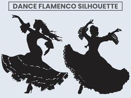 Danse flamenco silhouette. Princesse dansant flamenco. vecteur