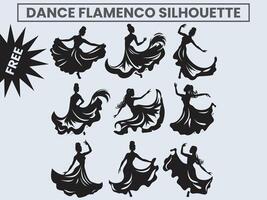 Danse flamenco silhouette. vecteur