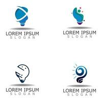 conception d'idée de logo intelligent d'ampoule de symbole coloré numérique et vecteur de lampe d'icône