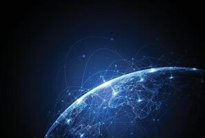global réseau connexion. monde carte point et ligne composition concept de global affaires vecteur