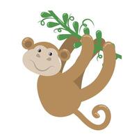 mignonne singe pendaison sur une branche graphique illustration vecteur