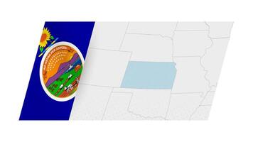 Kansas carte dans moderne style avec drapeau de Kansas sur la gauche côté. vecteur