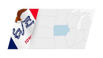 Iowa carte dans moderne style avec drapeau de Iowa sur la gauche côté. vecteur