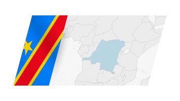 dr Congo carte dans moderne style avec drapeau de dr Congo sur la gauche côté. vecteur