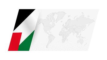 monde carte dans moderne style avec drapeau de Palestine sur la gauche côté. vecteur