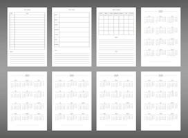 2022 2023 2024 2025 calendrier quotidien hebdomadaire mensuel modèle de journal de planificateur personnel dans un style minimaliste mignon. calendrier individuel pour les ordinateurs portables. la semaine commence le dimanche vecteur