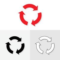 rotation circulaire flèches avec silhouette ou ligne art, tour ou répéter flèches sur Contexte vecteur