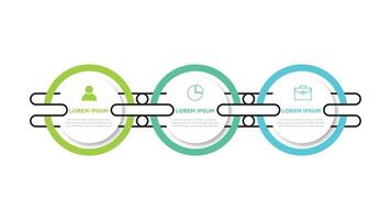 chronologie infographie conception avec cercle pour affaires modèle. 3 pas. vecteur