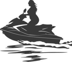 silhouette graisse femme équitation jet ski plein corps noir Couleur seulement vecteur