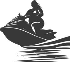 silhouette graisse femme équitation jet ski plein corps noir Couleur seulement vecteur