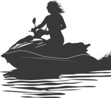 silhouette graisse femme équitation jet ski plein corps noir Couleur seulement vecteur