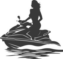 silhouette graisse femme équitation jet ski plein corps noir Couleur seulement vecteur