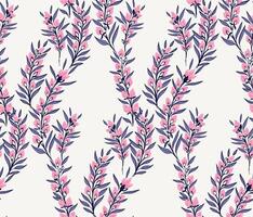 artistique abstrait branches avec idiot fleurs bourgeons et minuscule feuilles entrelacés dans une sans couture modèle. main tiré illustration. Créatif sauvage rose floral tiges impression sur une lumière Contexte. vecteur