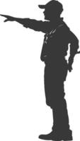 silhouette gardien de zoo dans action noir Couleur seulement vecteur