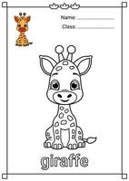 mignonne girafe coloration page pour des gamins vecteur