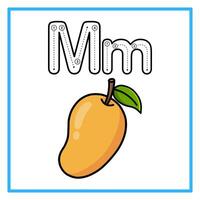 tracé alphabet mangue fruit illustration vecteur