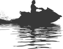 silhouette personnes âgées femme équitation jet ski plein corps noir Couleur seulement vecteur