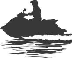 silhouette personnes âgées femme équitation jet ski plein corps noir Couleur seulement vecteur