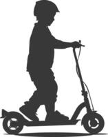 silhouette graisse garçon équitation électrique scooter plein corps noir Couleur seulement vecteur
