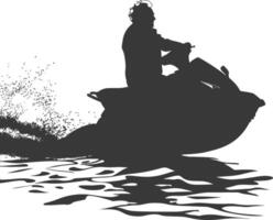 silhouette personnes âgées femme équitation jet ski plein corps noir Couleur seulement vecteur