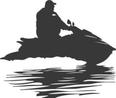 silhouette graisse personnes âgées homme équitation jet ski plein corps noir Couleur seulement vecteur