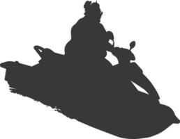 silhouette graisse personnes âgées femme équitation jet ski plein corps noir Couleur seulement vecteur