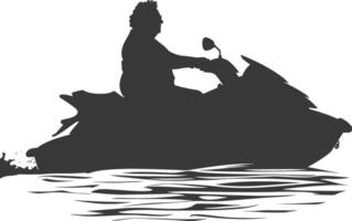 silhouette graisse personnes âgées femme équitation jet ski plein corps noir Couleur seulement vecteur