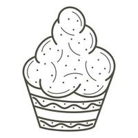 gâteau à la crème dans un objet isolé de style doodle vecteur