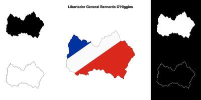 libertaire général bernardo o higgin Région contour carte ensemble vecteur