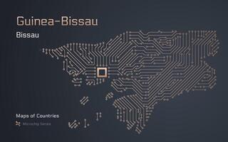 guinée-bissau, carte avec une Bissau montré dans une puce électronique modèle. gouvernement électronique. monde des pays Plans. puce électronique séries vecteur