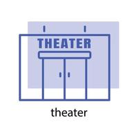 icône de bâtiment de théâtre. l'icône peut être utilisée pour l'icône d'application, l'icône Web, l'infographie, le trait modifiable. vecteur de modèle de conception