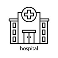 icône de la ligne de construction de l'hôpital. trait modifiable. vecteur de modèle de conception