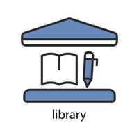 icône de la bibliothèque. conception colorée de ligne à deux tons. trait modifiable. vecteur de modèle de conception