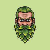 illustration de une homme avec une vert le houblon barbe vecteur