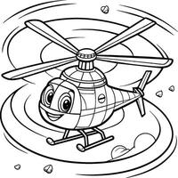 hélicoptère coloration page blanc Contexte noir ligne art vecteur