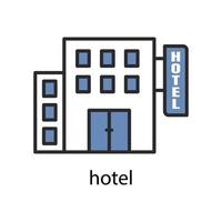 icône de l'hôtel. conception colorée de ligne à deux tons. l'icône peut être utilisée pour l'icône d'application, l'icône Web, l'infographie. trait modifiable. vecteur de modèle de conception
