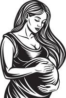 silhouette de Enceinte femme illustration noir et blanc vecteur