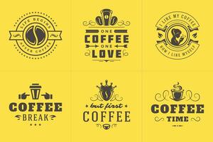 café citations ancien typographique style inspirant phrases des illustrations ensemble. vecteur