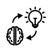 icône de ligne de cerveau humain avec lampe. Idée d'affaires. symbole de l'entreprise. illustration simple. trait modifiable. vecteur de modèle de conception