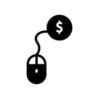 icône de marketing en ligne. souris et dollar. symbole de l'entreprise. illustration simple. trait modifiable. vecteur de modèle de conception